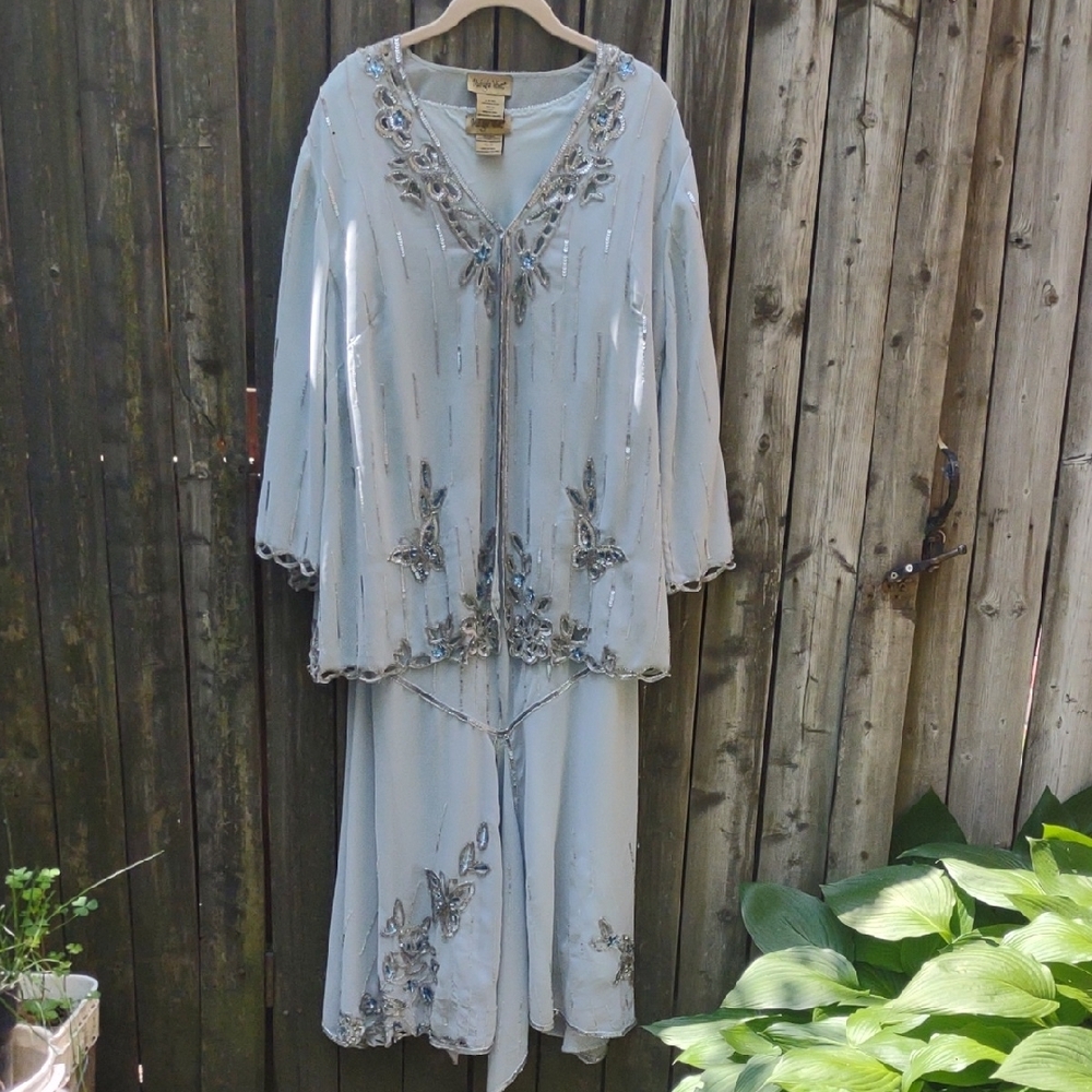 Midnight Velvet Blue Bell Sleeve Wedding Gown